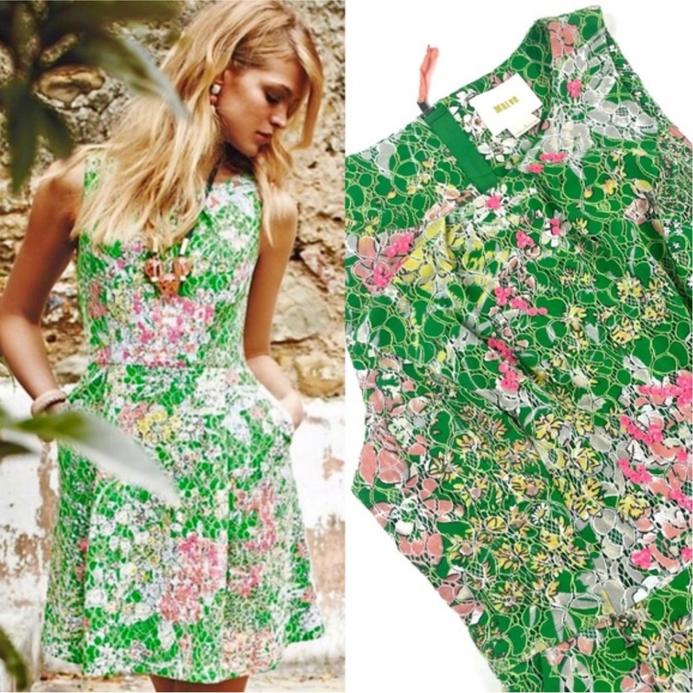 Anthropologie Maeve Verbena Green Lace Dress C7‎